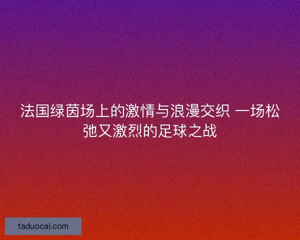 法国绿茵场上的激情与浪漫交织 一场松弛又激烈的足球之战