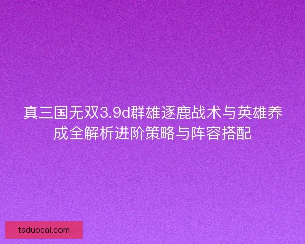 真三国无双3.9d群雄逐鹿战术与英雄养成全解析进阶策略与阵容搭配
