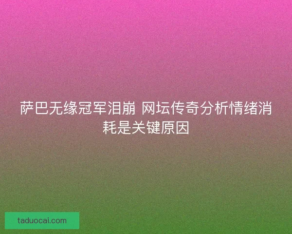 萨巴无缘冠军泪崩 网坛传奇分析情绪消耗是关键原因