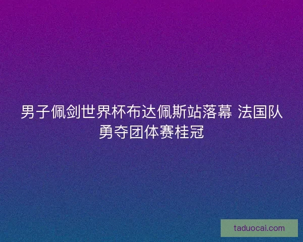 男子佩剑世界杯布达佩斯站落幕 法国队勇夺团体赛桂冠